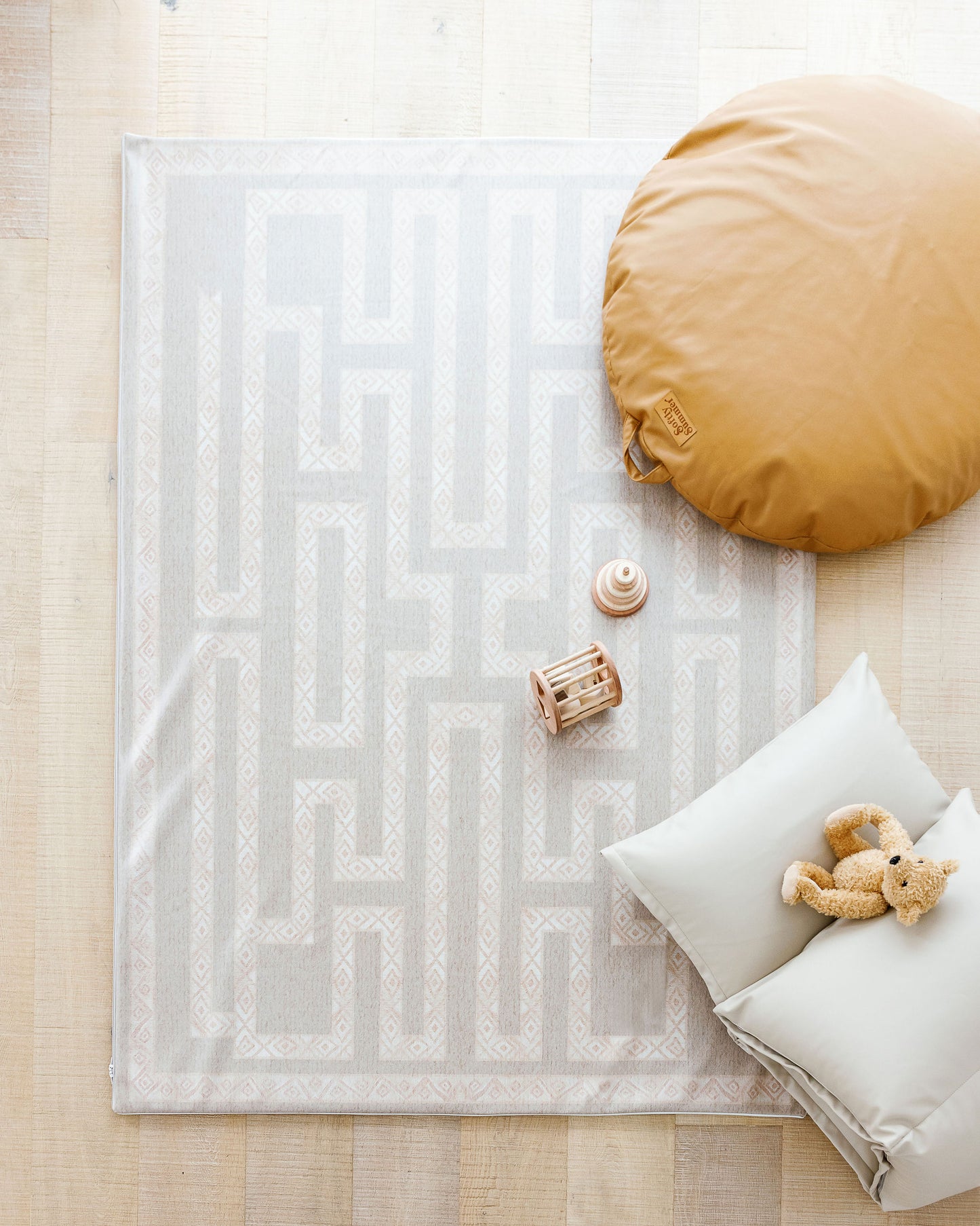 Softly Summer Cuvvy play mat cover, padded play mat, vegan leather, reversible, rug design, baby play mat